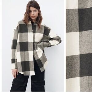 EUC Size XL Zara oversized plaid shirt